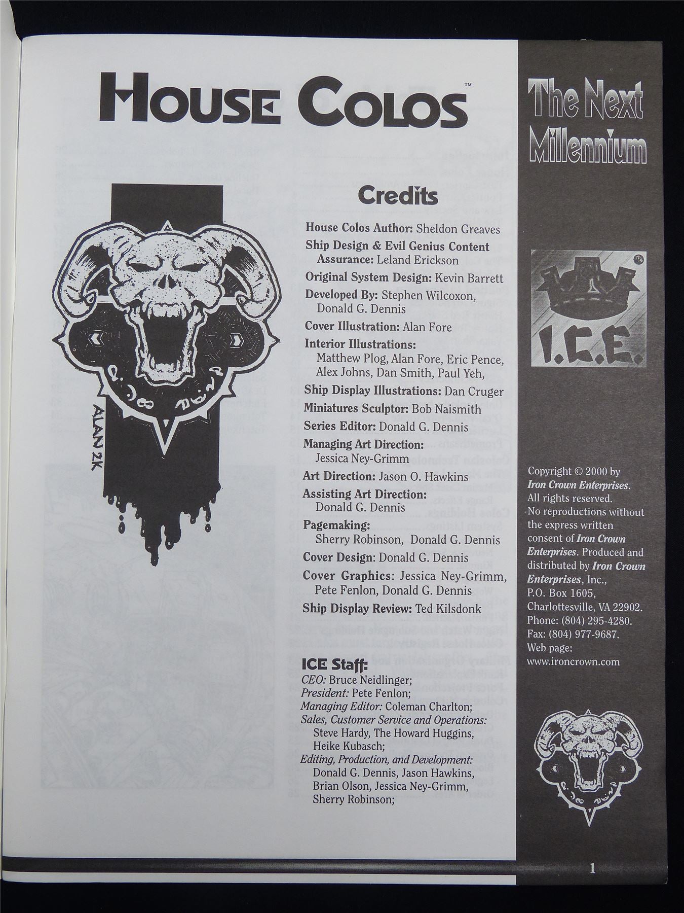 Silent Death: House Colos Miniatures Sourcebook - I.C.E. Booklet #2R4
