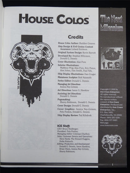 Silent Death: House Colos Miniatures Sourcebook - I.C.E. Booklet #2R4