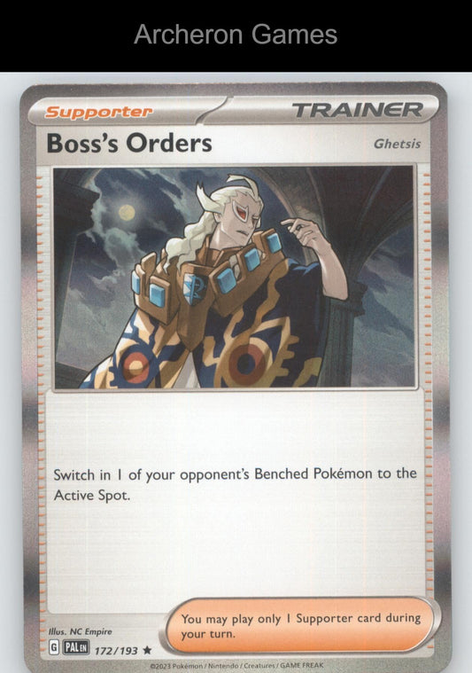 Pokemon Card Boss's Orders (Ghetsis) PAL 172/193 R Paldea Evolved Holo