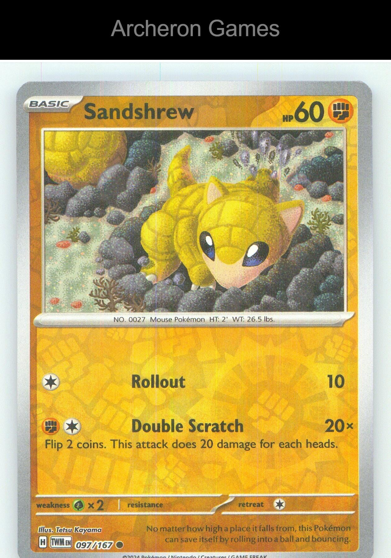 Pokemon Card Sandshrew TWM 097/167 C Twilight Masquerade Reverse Holo