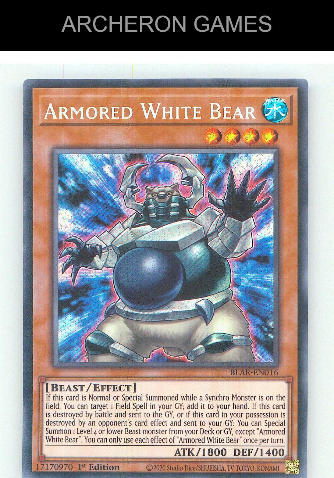 Armored White Bear SEC YUGIOH Card 1st Edition