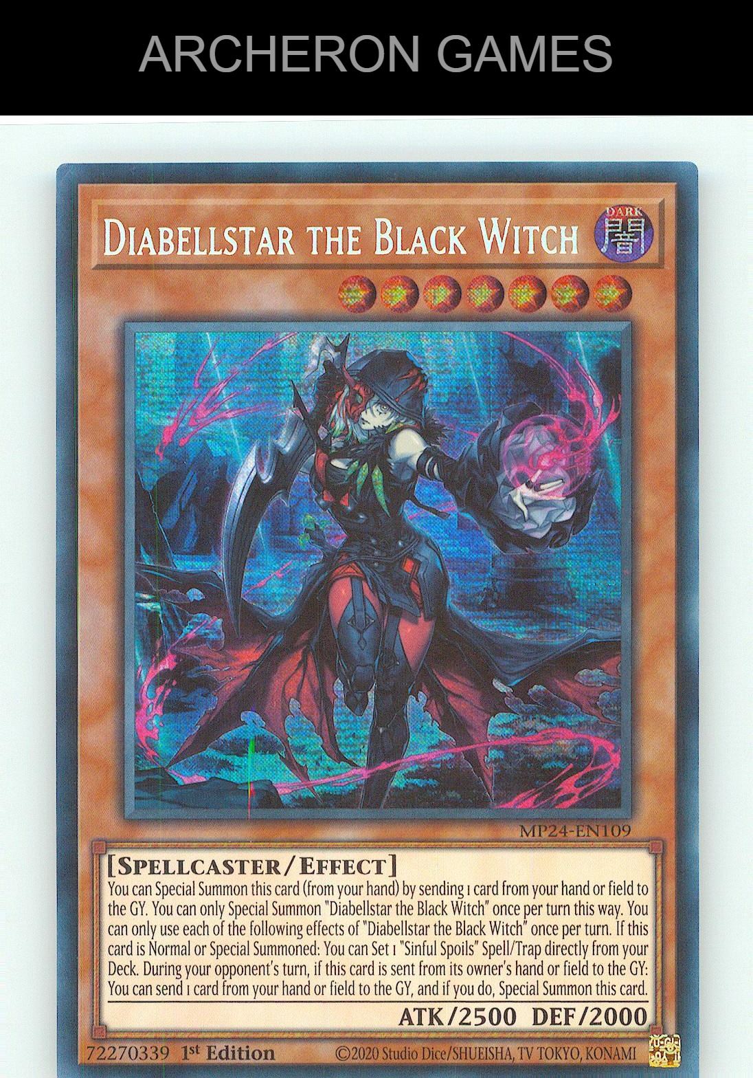 Diabellstar the Black Witch Prismatic Secret Rare YUGIOH Card 1st Edition