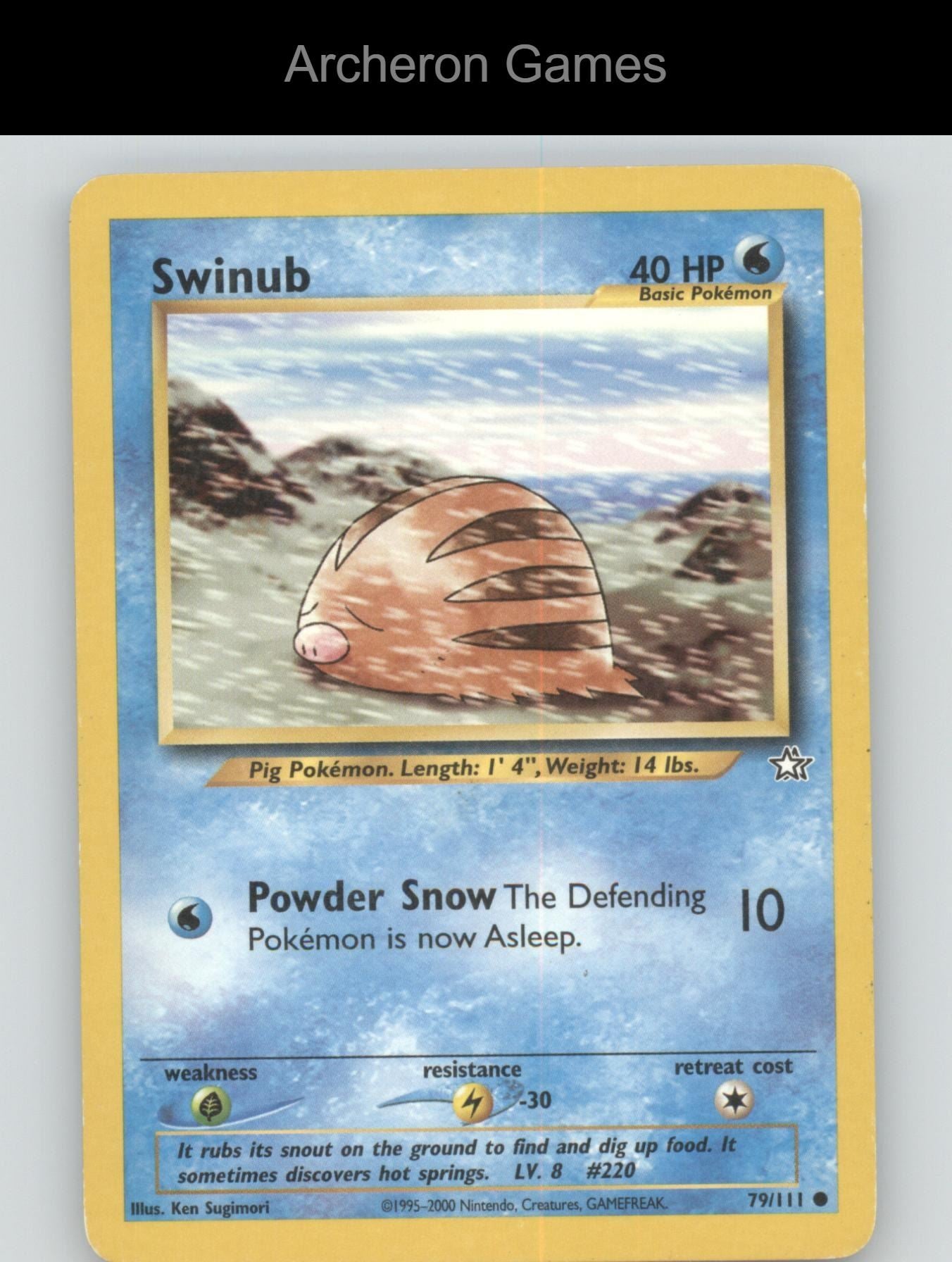 Pokemon Card Swinub N1 79/111 C Neo Genesis Unlimited