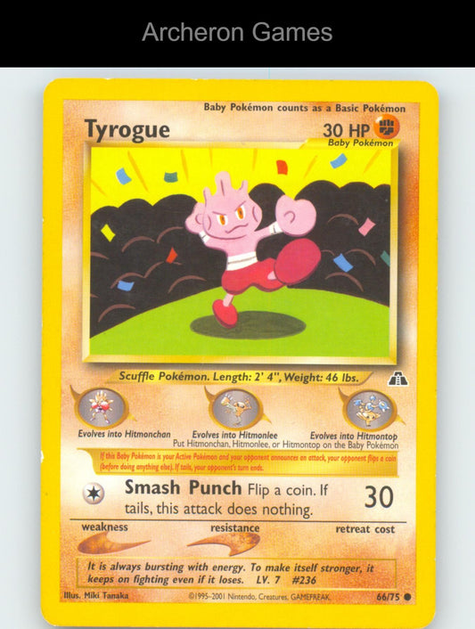 Pokemon Card Tyrogue N2 66/75 C Neo Discovery Unlimited