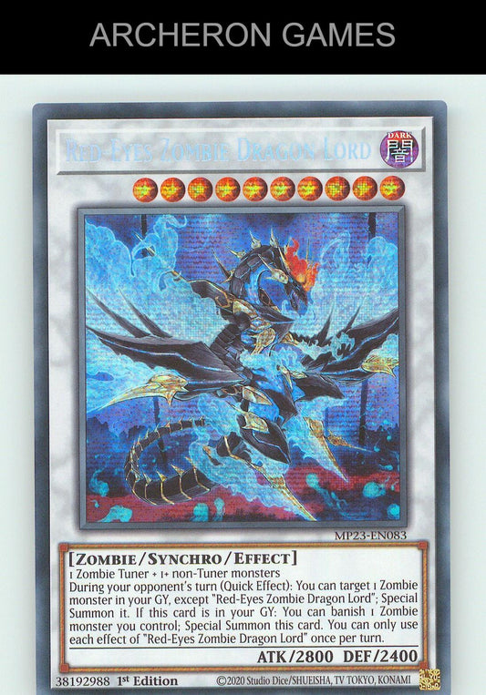 Red-Eyes Zombie Dragon Lord SEC YUGIOH Card