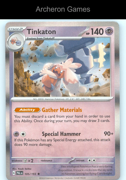 Pokemon Card Tinkaton PAL 105/193 R Paldea Evolved Holo