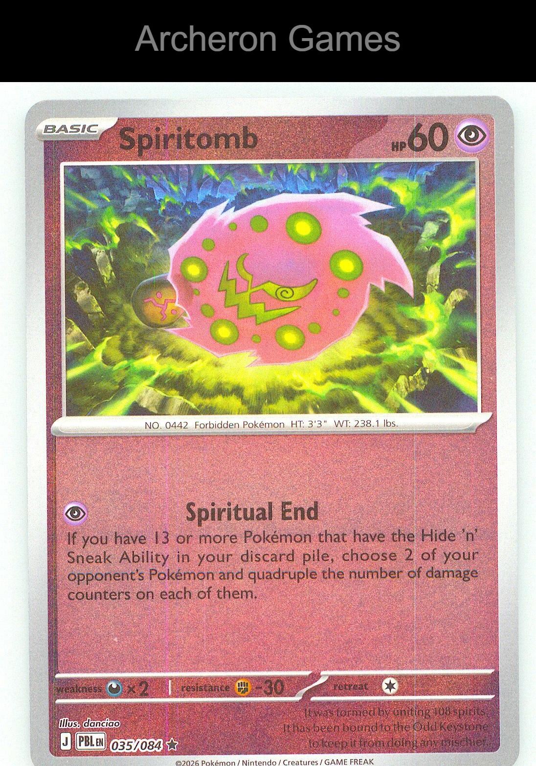 Pokemon Card Spiritomb ME05 035/084 R Pitch Black Reverse Holo