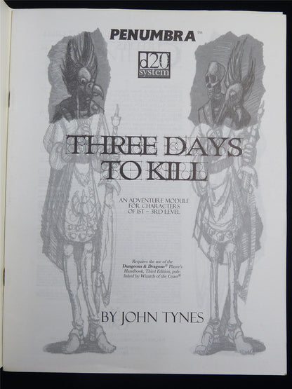 Three Days to Kill Roleplaying Booklet - d20 System #2RC