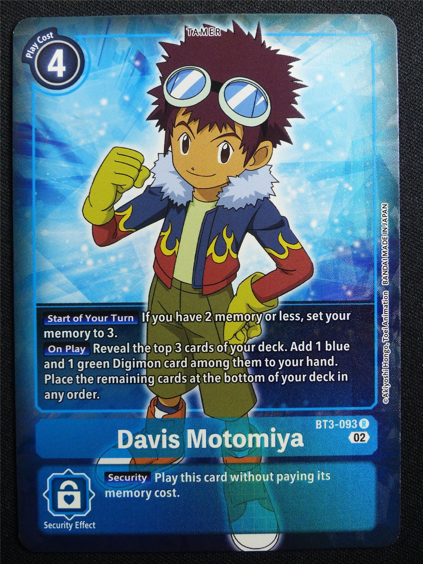 Davis Motomiya Bt3-093 R Foil - Digimon Card #2ZH