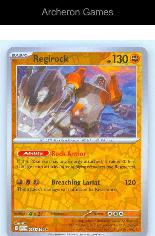 Pokemon Card Regirock JTG 082/159 R Journey Together Reverse Holo