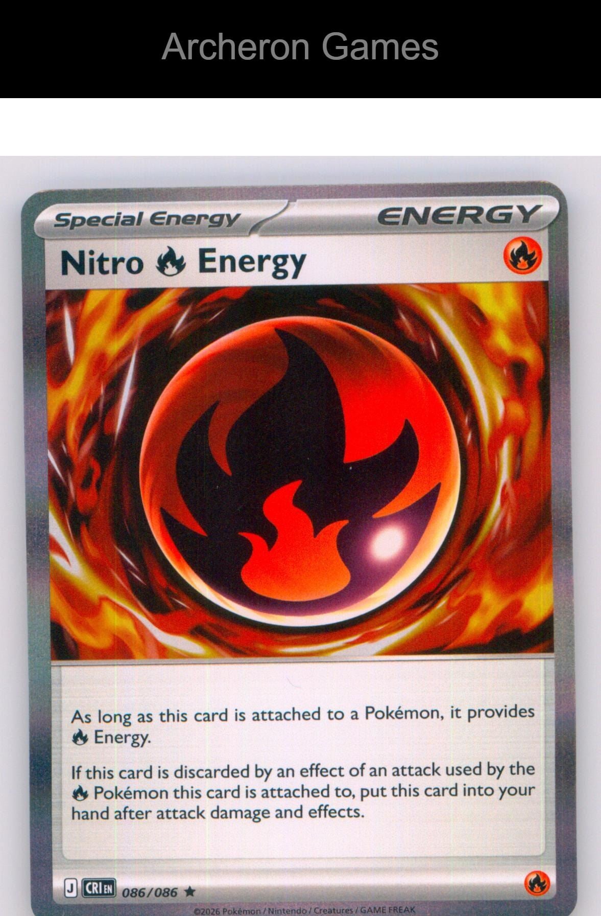 Pokemon Card Nitro R Energy ME04 086/086 HOLO R Chaos Rising