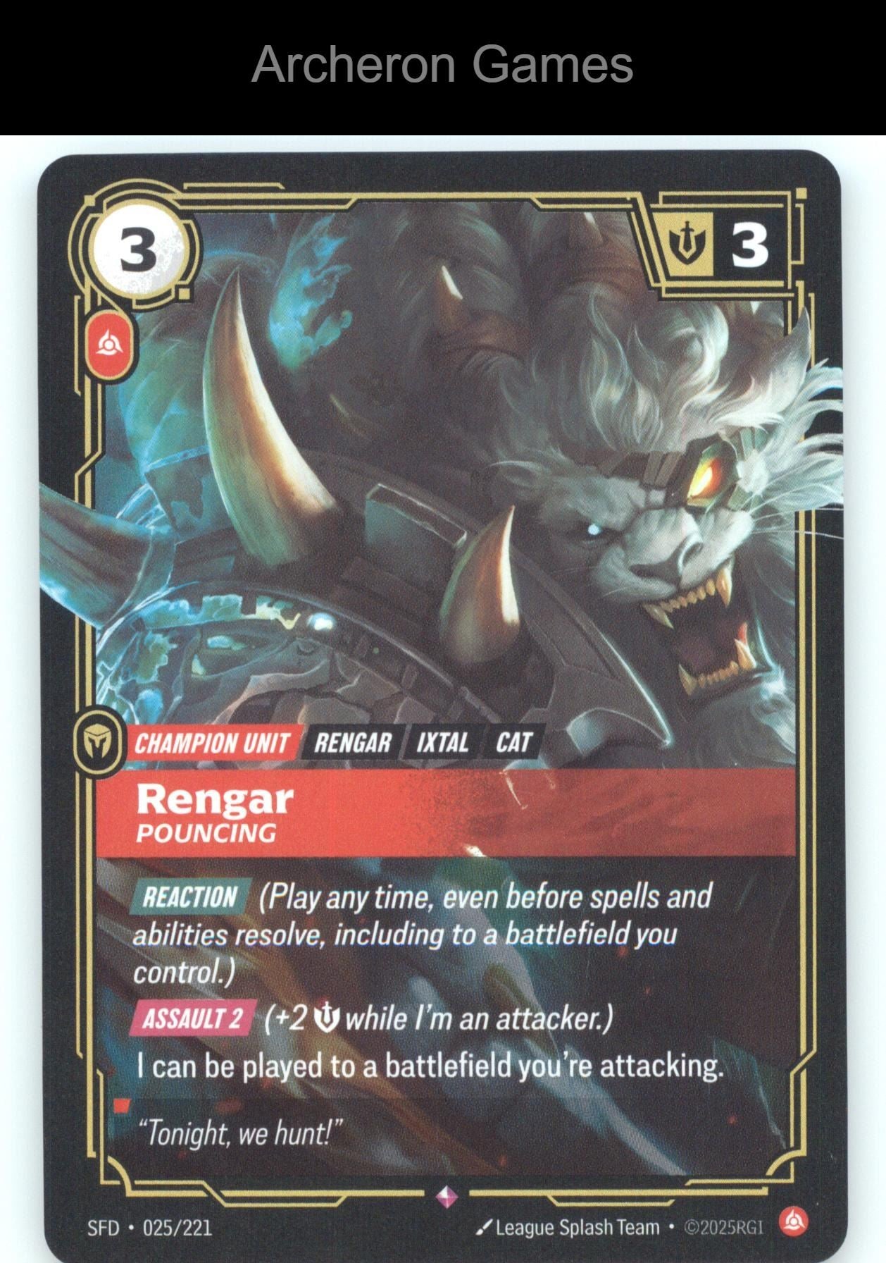 Rengar - Pouncing SFD 025/221 R  Card Spiritforged
