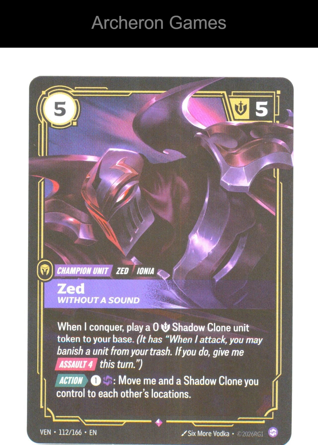 Zed - Without a Sound VEN 112/166 R Vendetta Riftbound Card Foil
