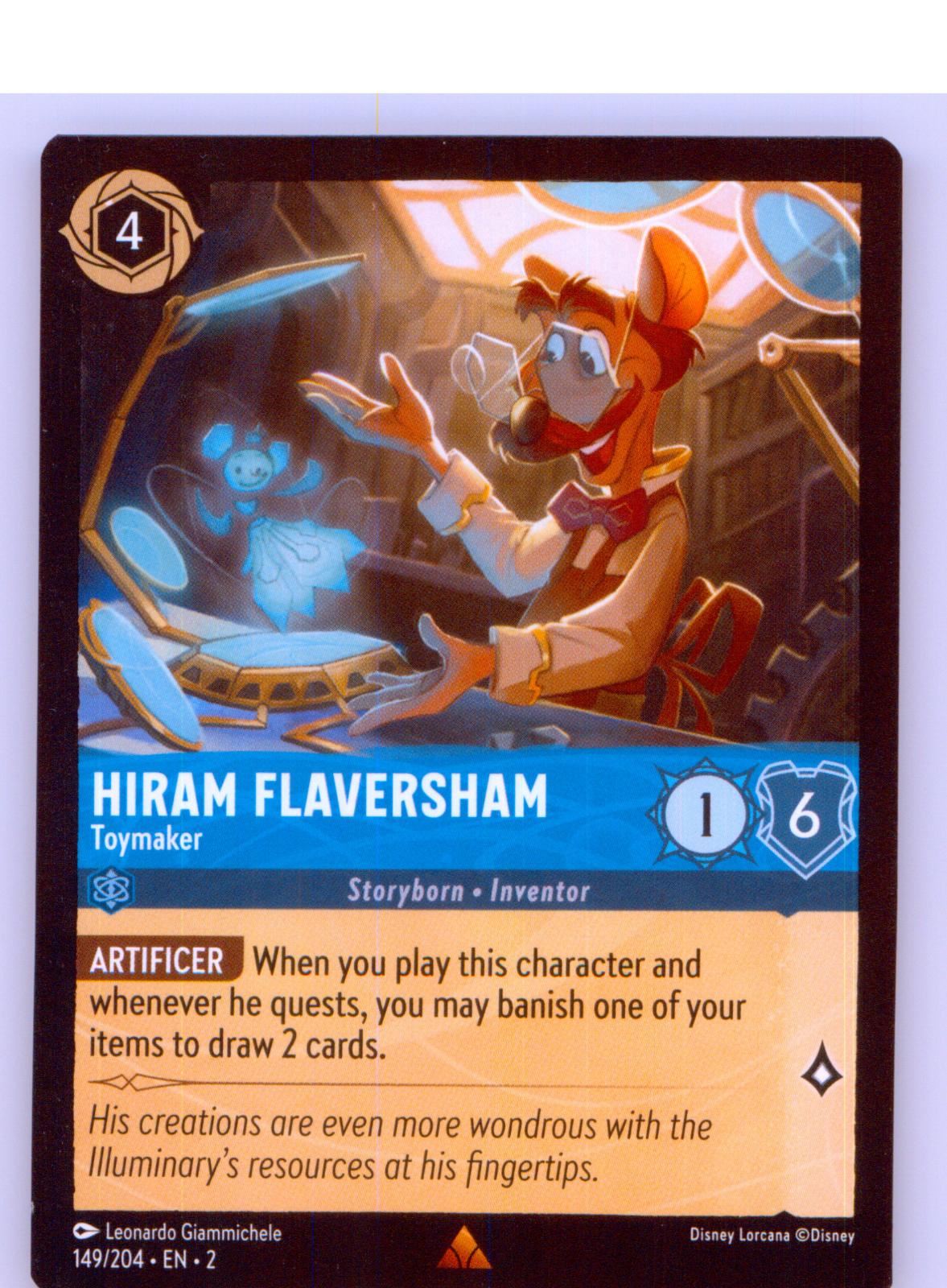 Hiram Flaversham - Toymaker 149/204 Rare Rise of the Floodborn Lorcana Near Mint
