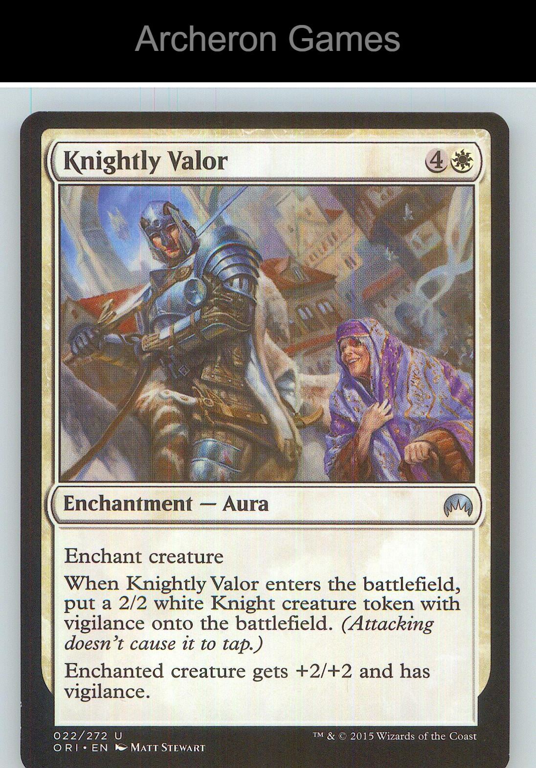Knightly Valor ORI 22 UC MTG Card NM/EX+