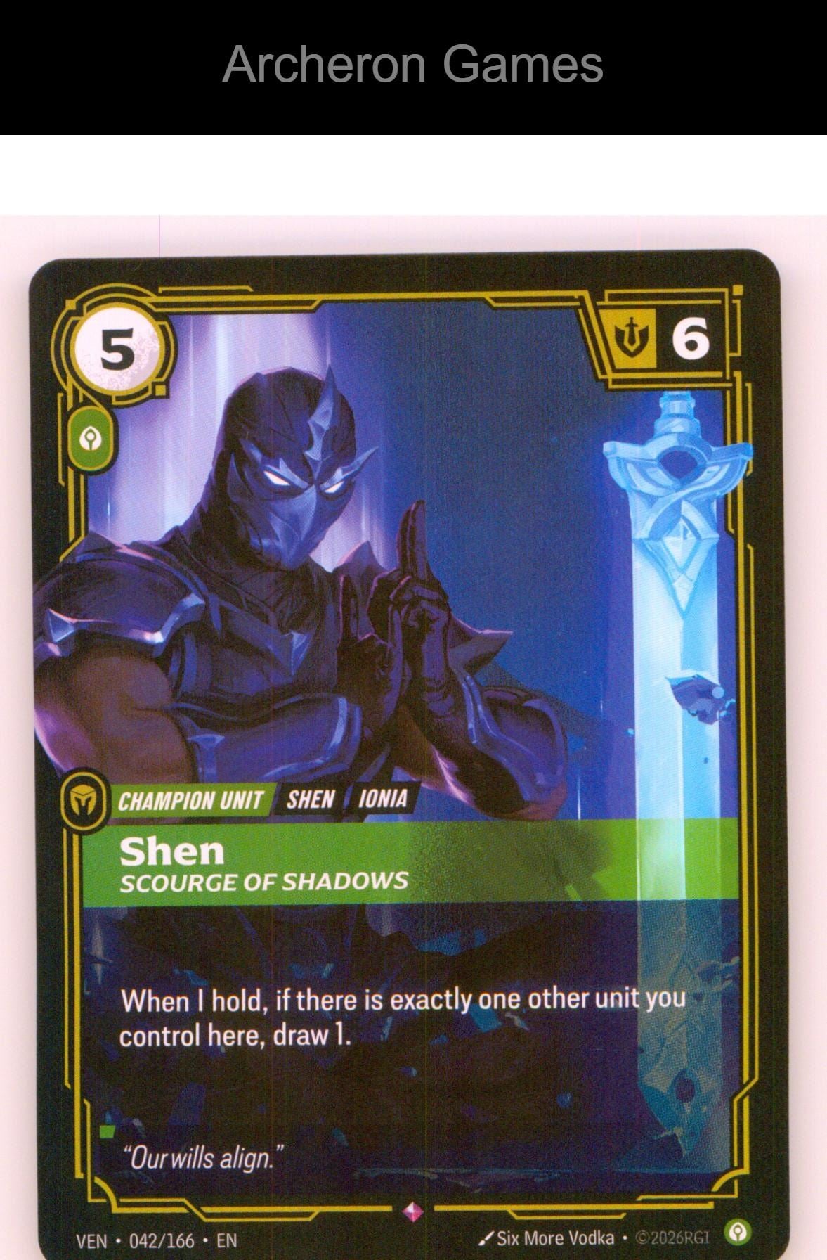 Shen - Scourge of Shadows VEN 042/166 R Vendetta Riftbound Card