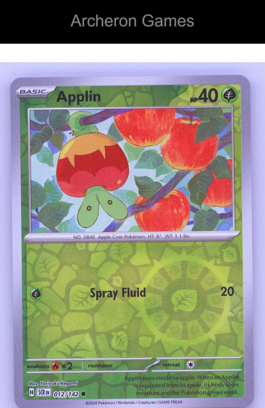 Pokemon Card Applin SCR 12/142 C Stellar Crown Reverse Holo