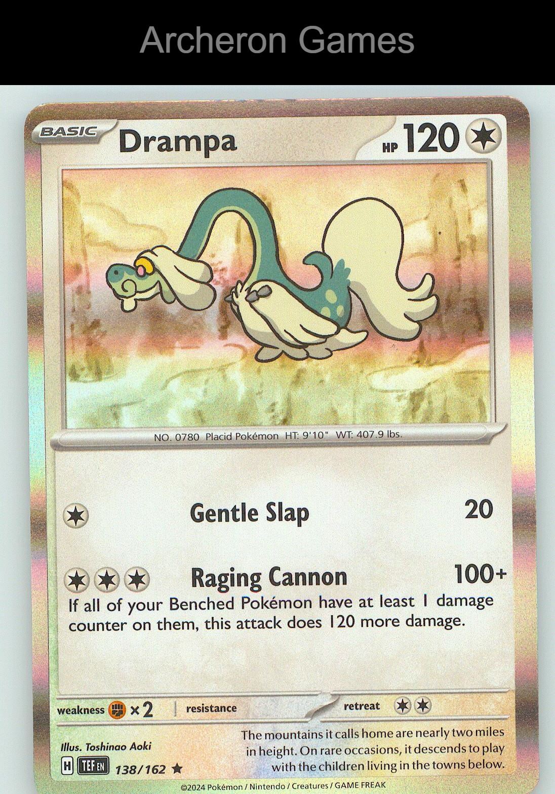 Pokemon Card Drampa TEF 138/162 R Temporal Forces Holo
