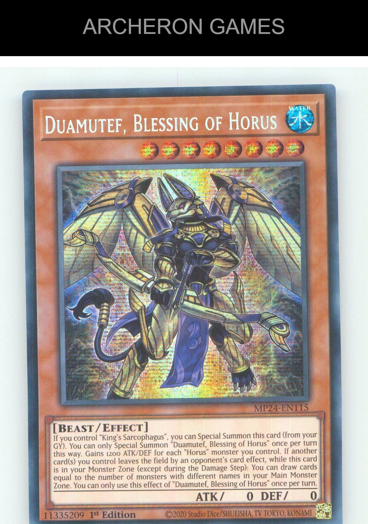 Duamutef, Blessing of Horus Prismatic Secret Rare YUGIOH Card 1st Edition