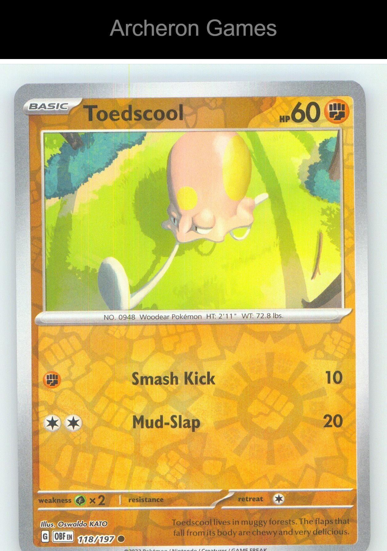 Pokemon Card Toedscool OBF 118/197 C Obsidian Flames Reverse Holo
