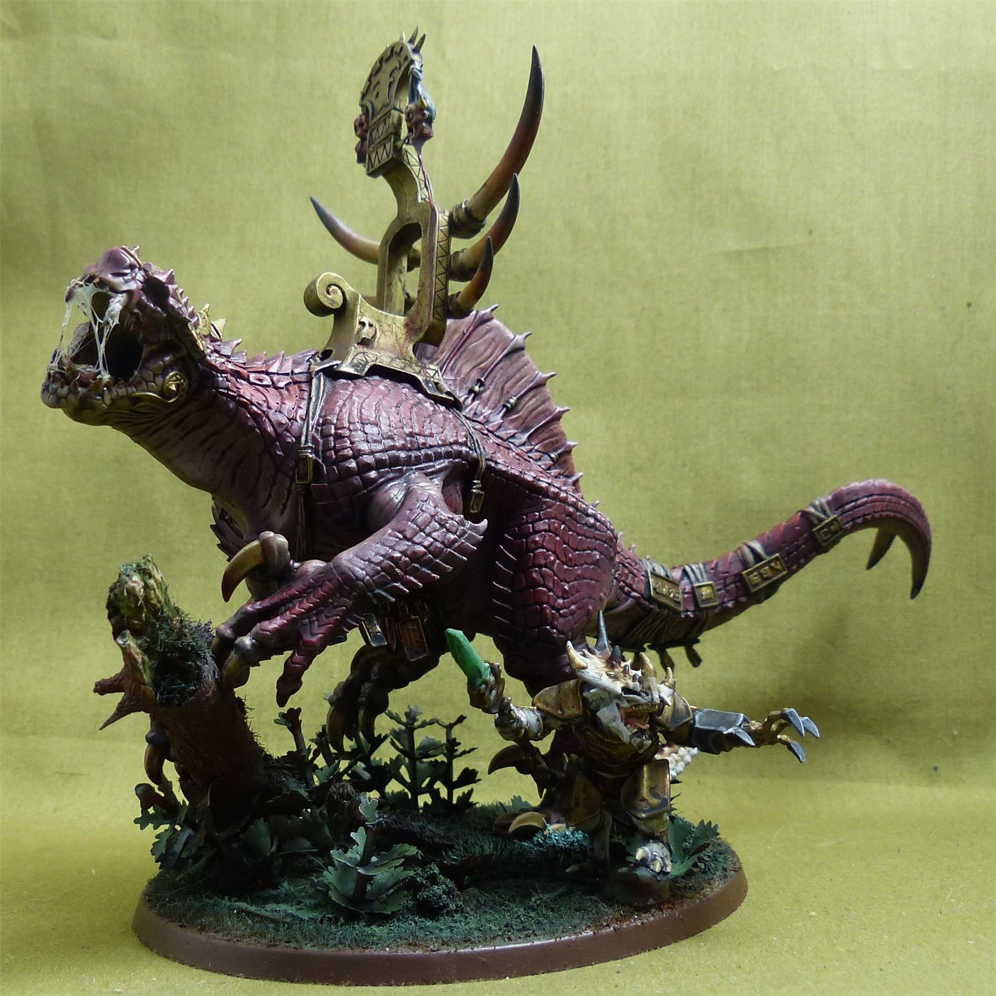 Saurus Oldblood on Carnosaur painted - Seraphon - Warhammer Aos #2M0