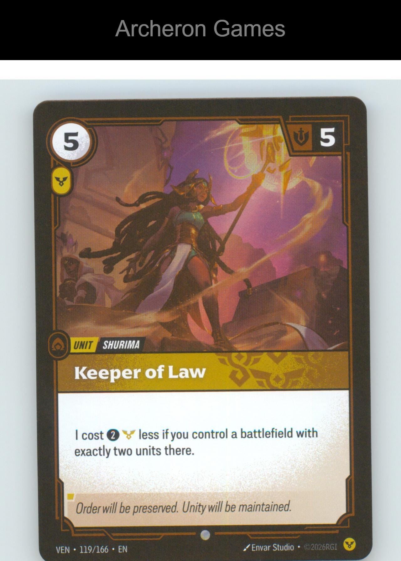 Keeper of Law VEN 119/166 C Vendetta Riftbound Card Foil