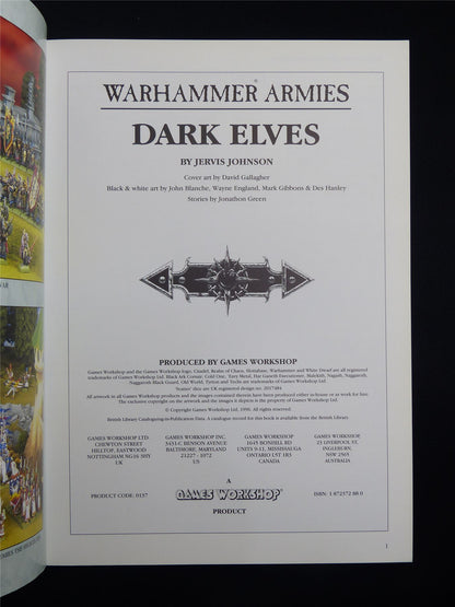 Warhammer Armies: Dark Elves 4th Edition Softback 1996 - Warhammer Old World #1H7