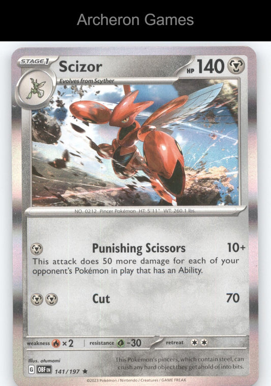 Pokemon Card Scizor OBF 141/197 R Obsidian Flames Holo