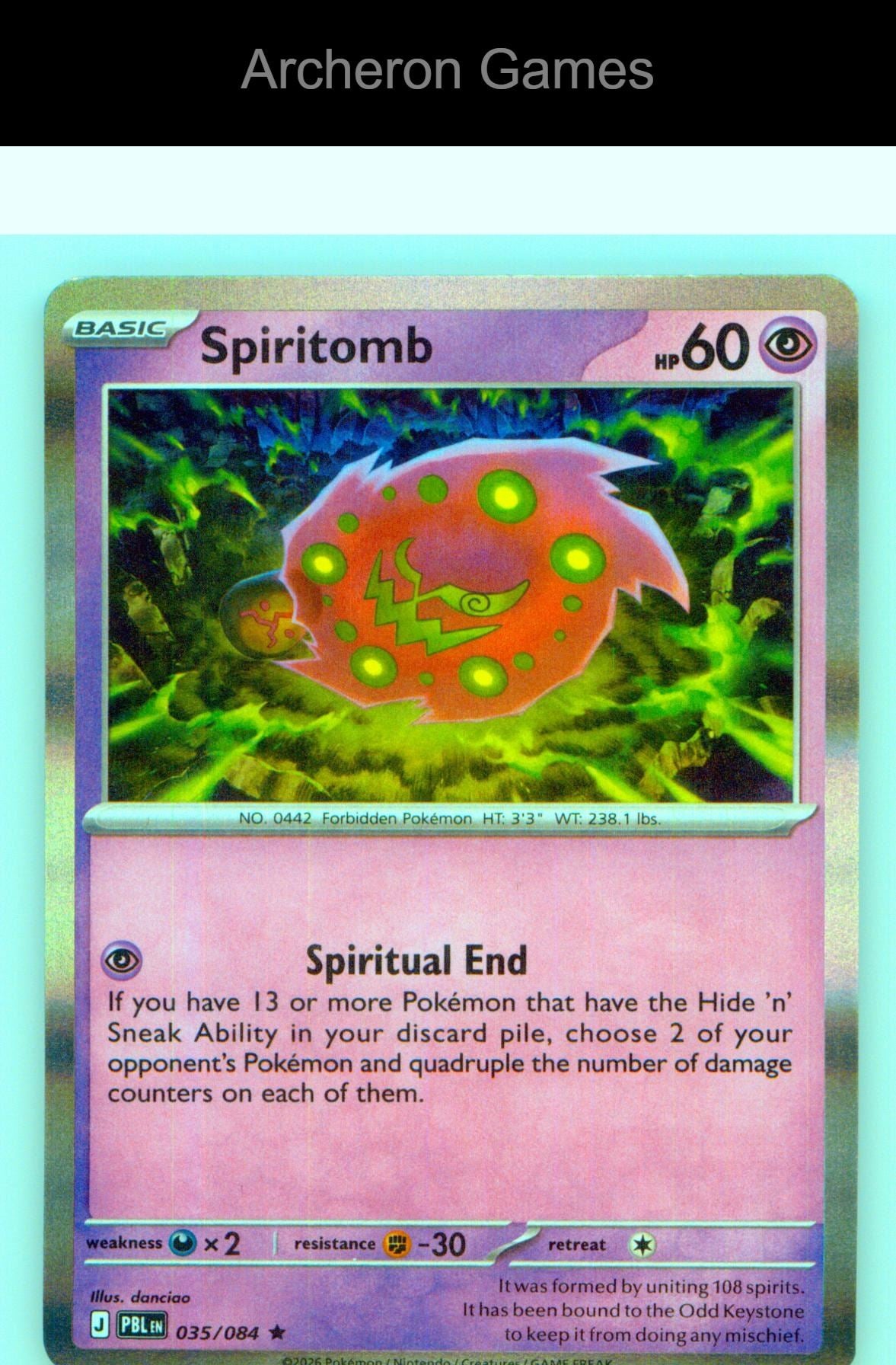 Pokemon Card Spiritomb ME05 035/084 R Pitch Black Holo