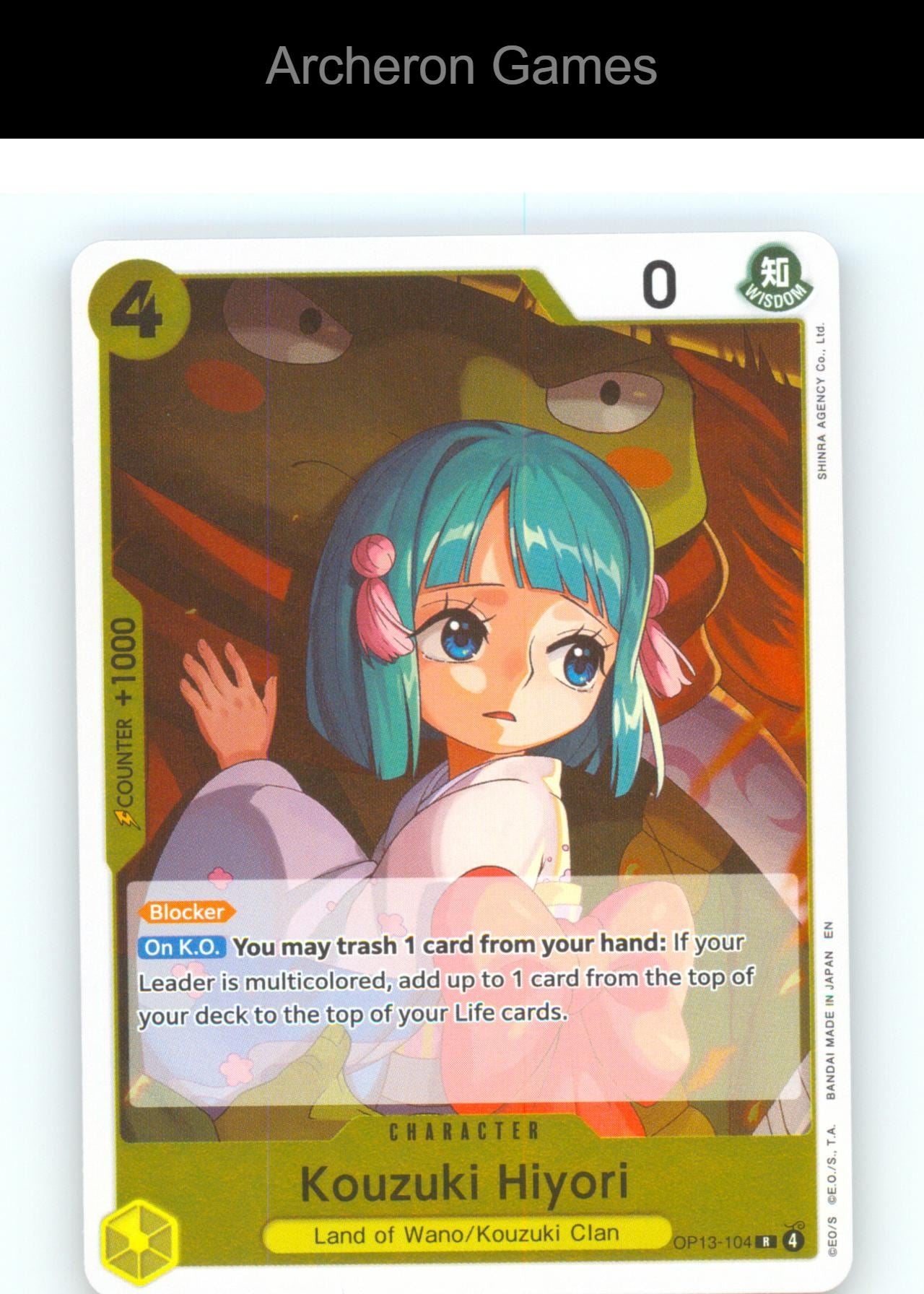 Kouzuki Hiyori OP13-104 R One Piece Card NM/EX+ Foil