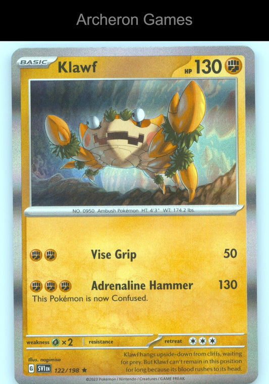 Pokemon Card Klawf SVI 122/198 R Scarlet & Violet Holo