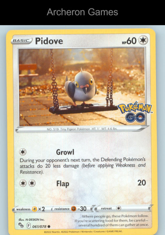 Pokemon Card Pidove PGO 061/078 C Pokemon GO