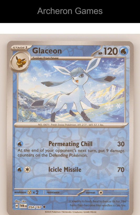 Pokemon Card Glaceon TWM 054/167 UC Twilight Masquerade Reverse Holo