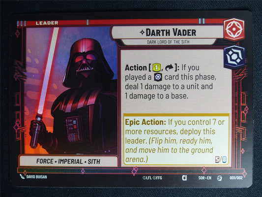 Darth Vader 001/002 Foil - Star Wars Unlimited Card #9Y