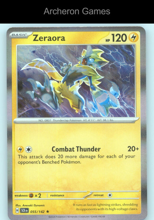Pokemon Card Zeraora SCR 55/142 R Stellar Crown Holo