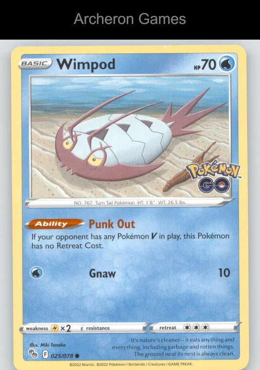 Pokemon Card Wimpod PGO 025/078 C Pokemon GO