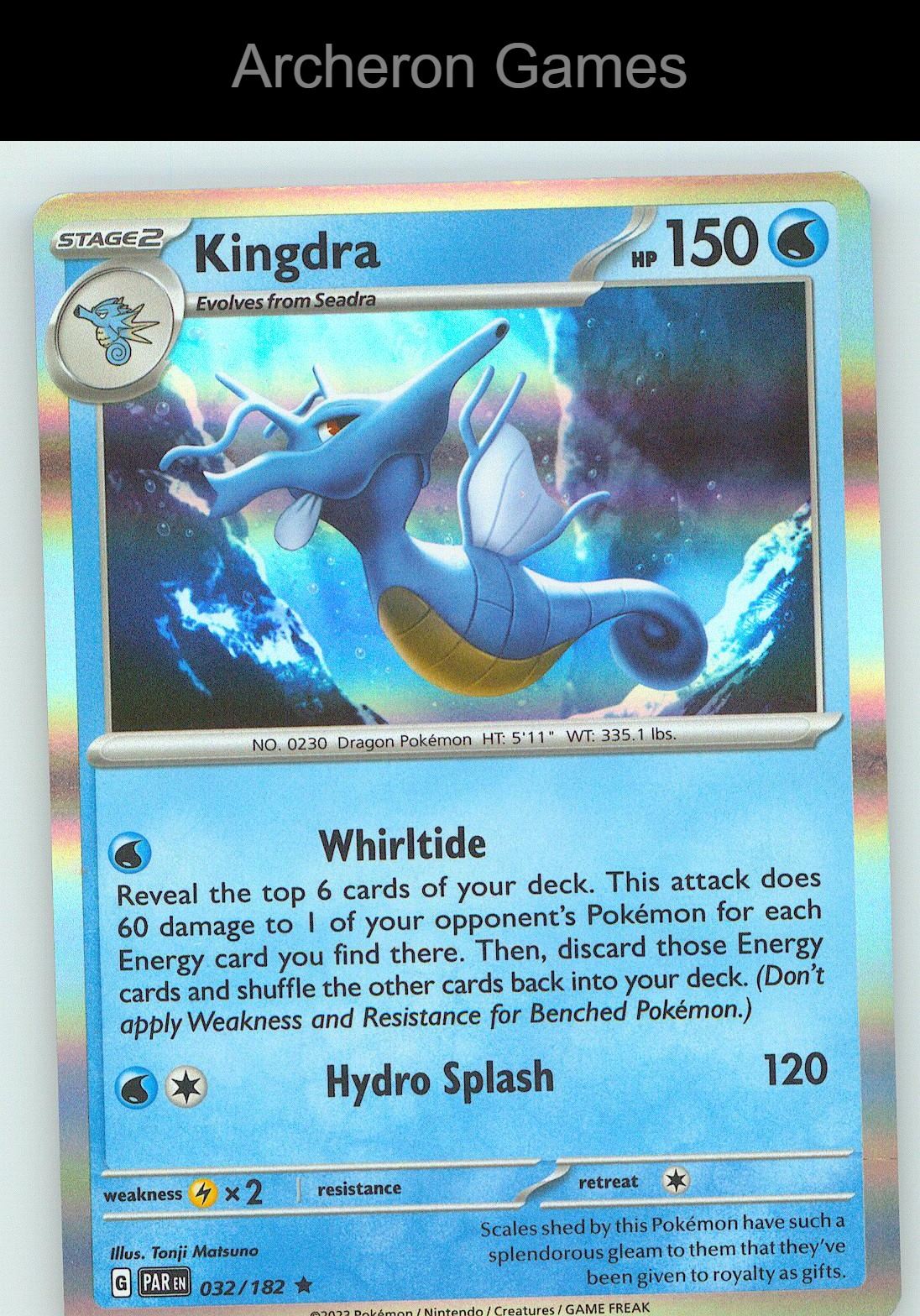 Pokemon Card Kingdra PAR 032/182 R Paradox Rift Holo