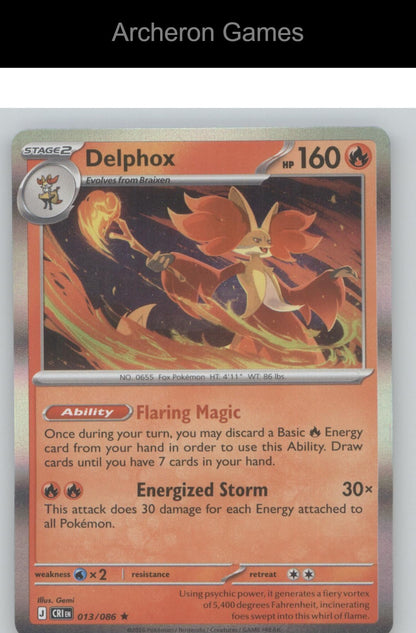 Pokemon Card Delphox ME04 013/086 R Chaos Rising Holo