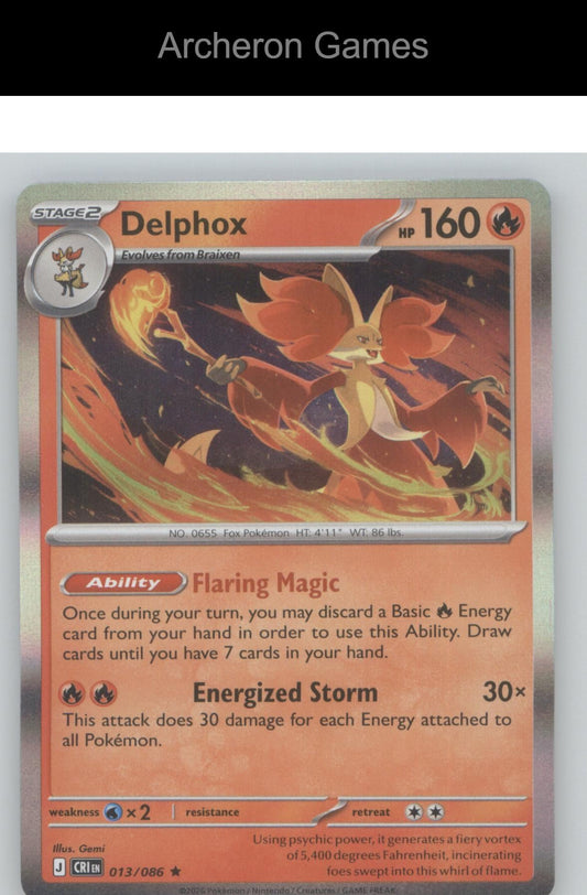 Pokemon Card Delphox ME04 013/086 R Chaos Rising Holo