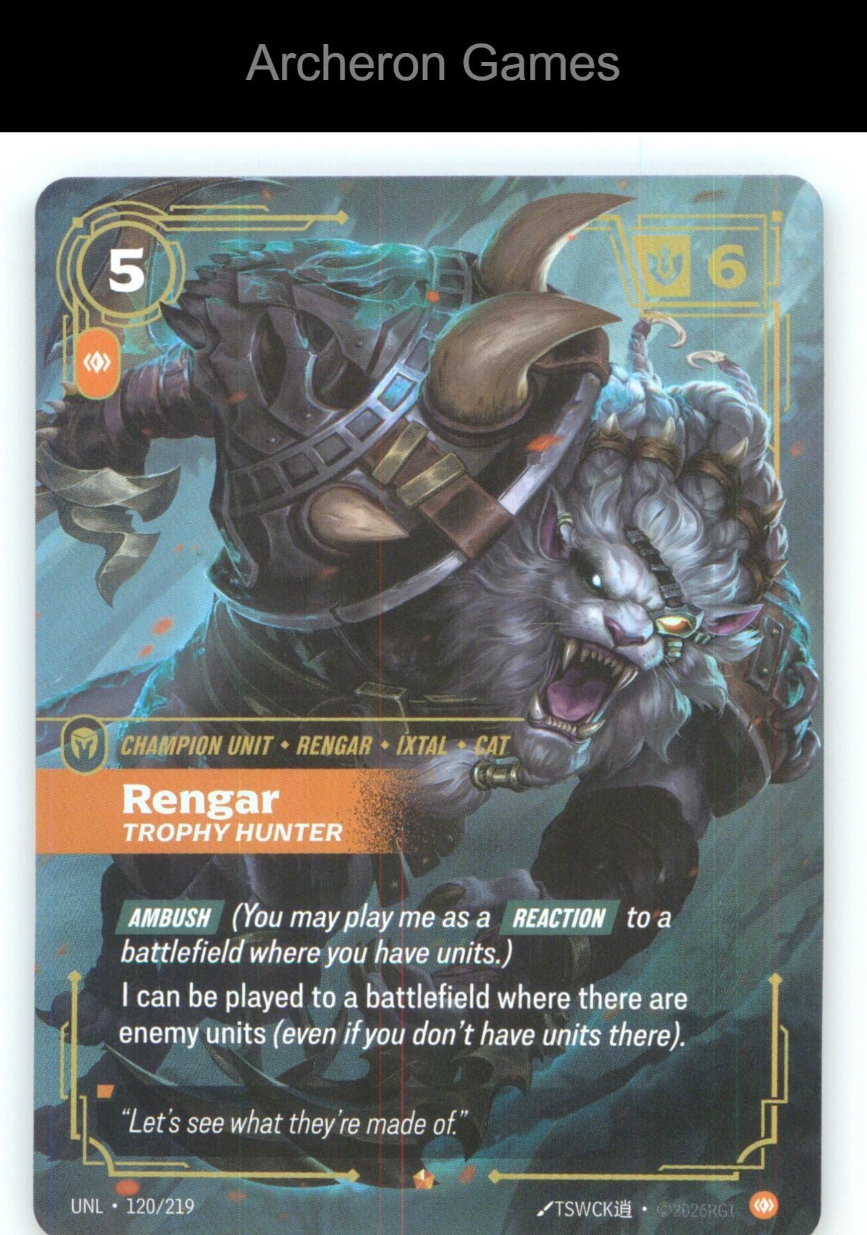 Rengar - Trophy Hunter UNL 120/219 Epic Unleashed Riftbound Card Foil