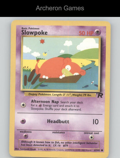 Pokemon Card Slowpoke TR 67/82 C Team Rocket Unlimited