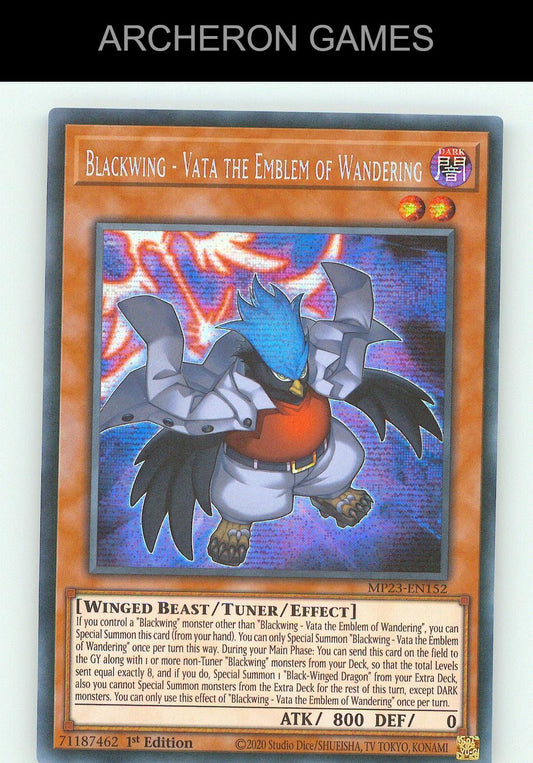 Blackwing - Vata the Emblem of Wandering SEC YUGIOH Card