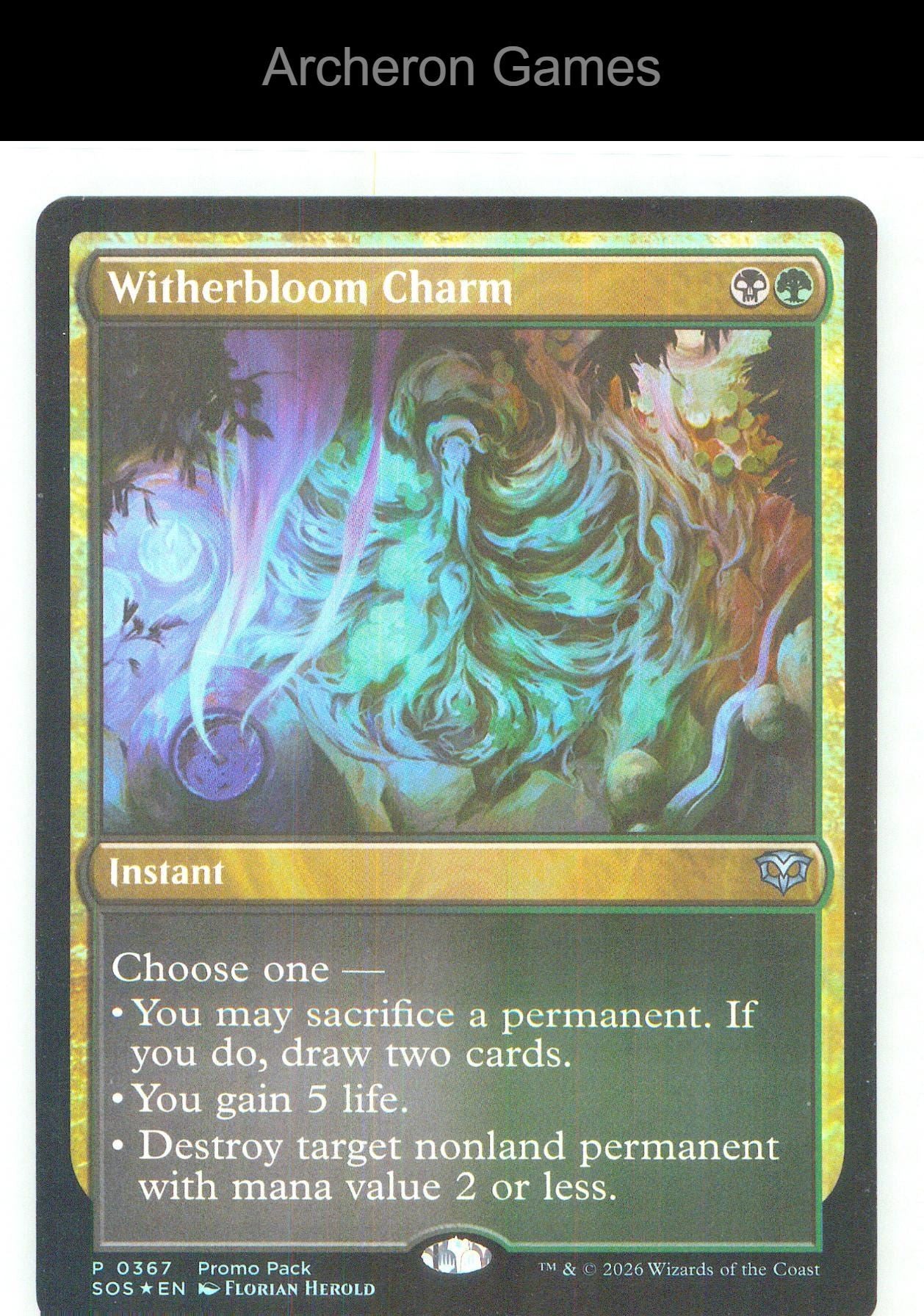 Witherbloom Charm PPSOS 367 P MTG Card NM/EX+ Foil