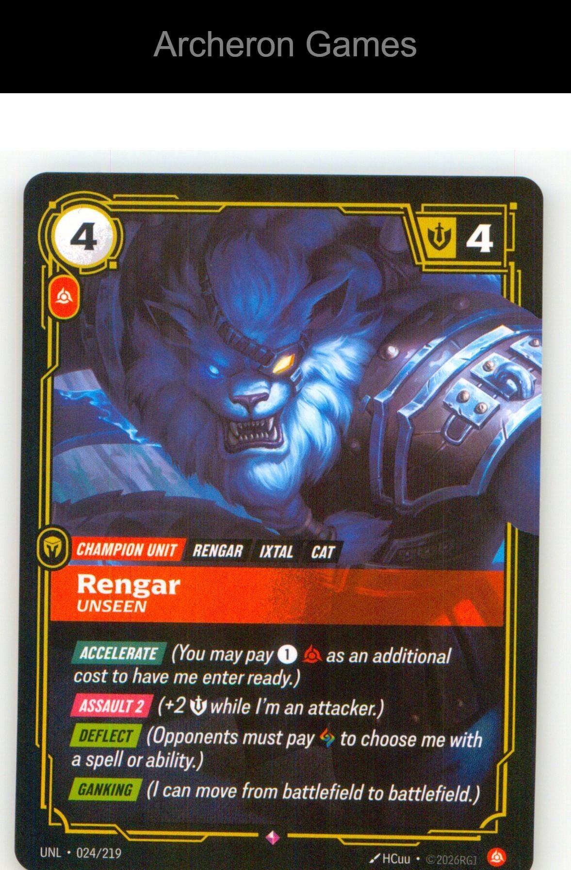 Rengar - Unseen UNL 024/219 R Unleashed Riftbound Card