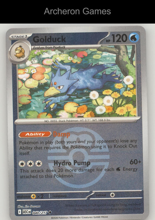 Pokemon Card Golduck (Love Ball) ASC 040/217 UC Ascended Heroes Reverse Holo