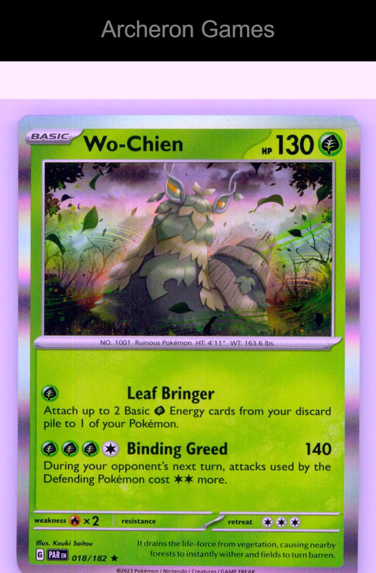 Pokemon Card Wo-Chien PAR 018/182 R Paradox Rift Holo