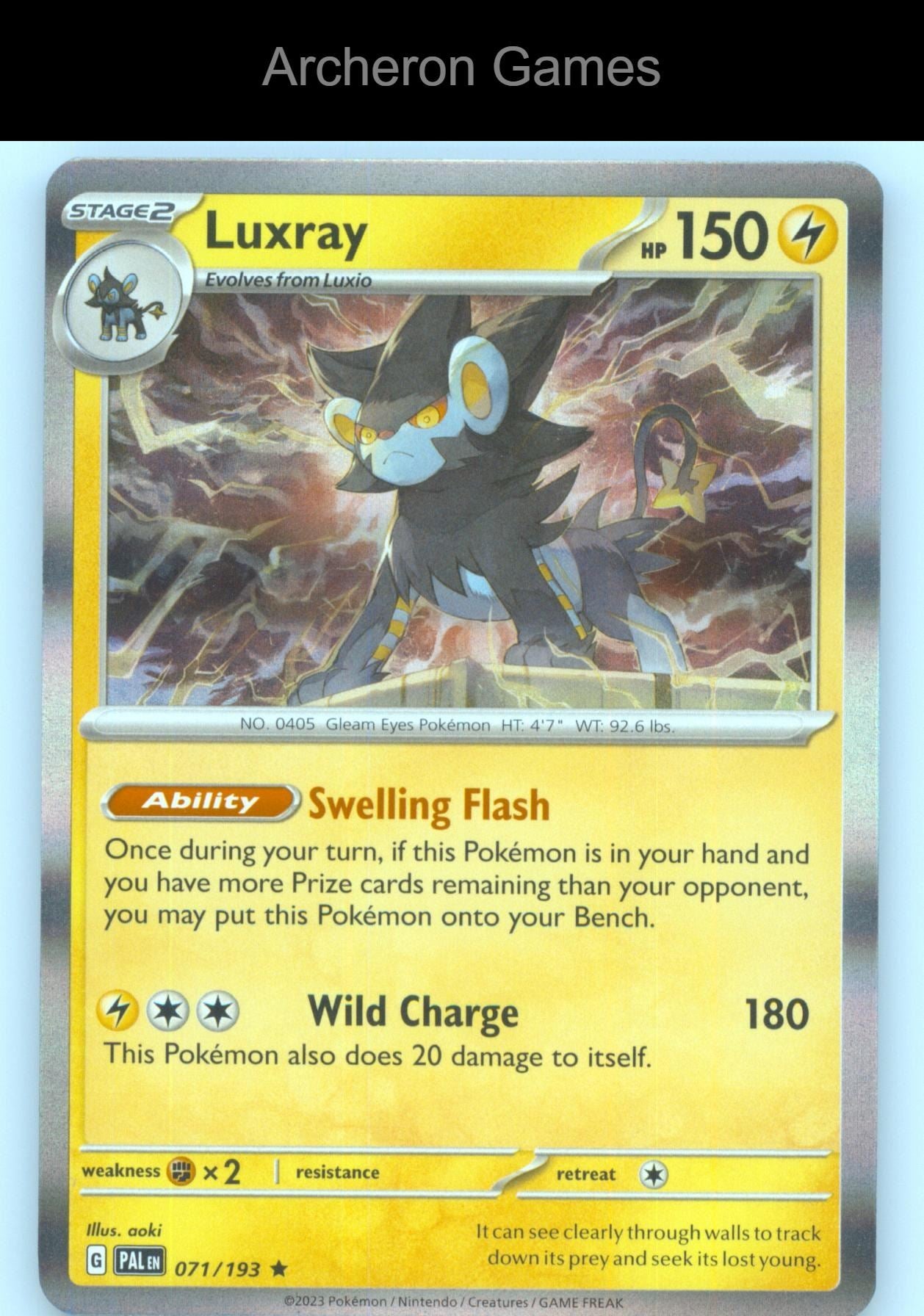 Pokemon Card Luxray PAL 071/193 R Paldea Evolved Holo