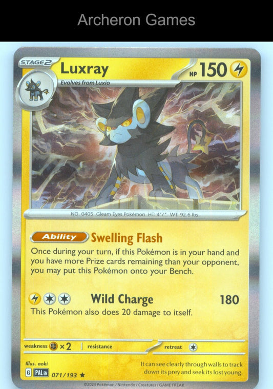 Pokemon Card Luxray PAL 071/193 R Paldea Evolved Holo