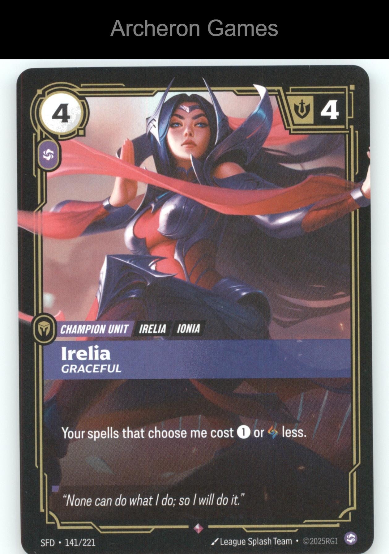 Irelia - Graceful SFD 141/221 R  Card Spiritforged
