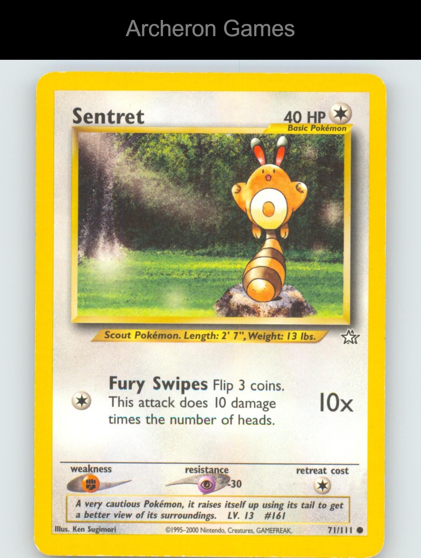 Pokemon Card Sentret N1 71/111 C Neo Genesis Unlimited